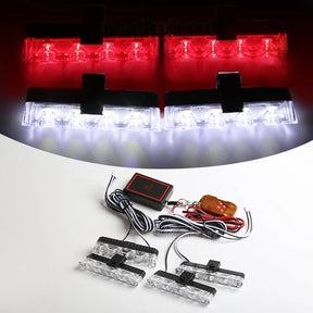 Grill de Carro com Luz LED Estroboscópica Vermelho e Azul – Emergência e Advertência com Controle Remoto Sem Fio