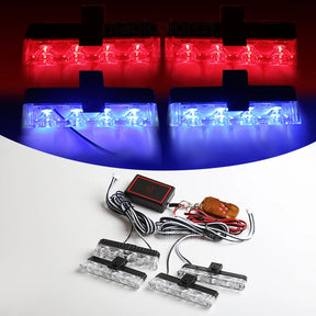 Grill de Carro com Luz LED Estroboscópica Vermelho e Azul – Emergência e Advertência com Controle Remoto Sem Fio