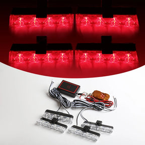 Grill de Carro com Luz LED Estroboscópica Vermelho e Azul – Emergência e Advertência com Controle Remoto Sem Fio