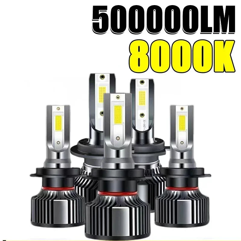 Lâmpadas LED para Faróis de Carro - 8000K, 500000LM, H7, H4, H1, H8, H11, 9005, 9006, 9012 - Iluminação Automotiva de Alta Potência para Melhor Visibilidade e Segurança